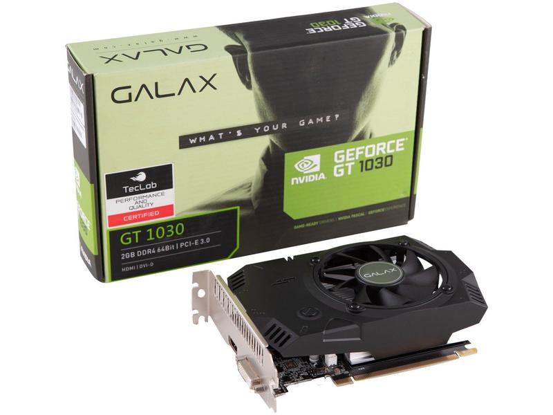 Placa de Vídeo Galax GeForce GT 1030 2GB - DDR4 64 bits - Placa de